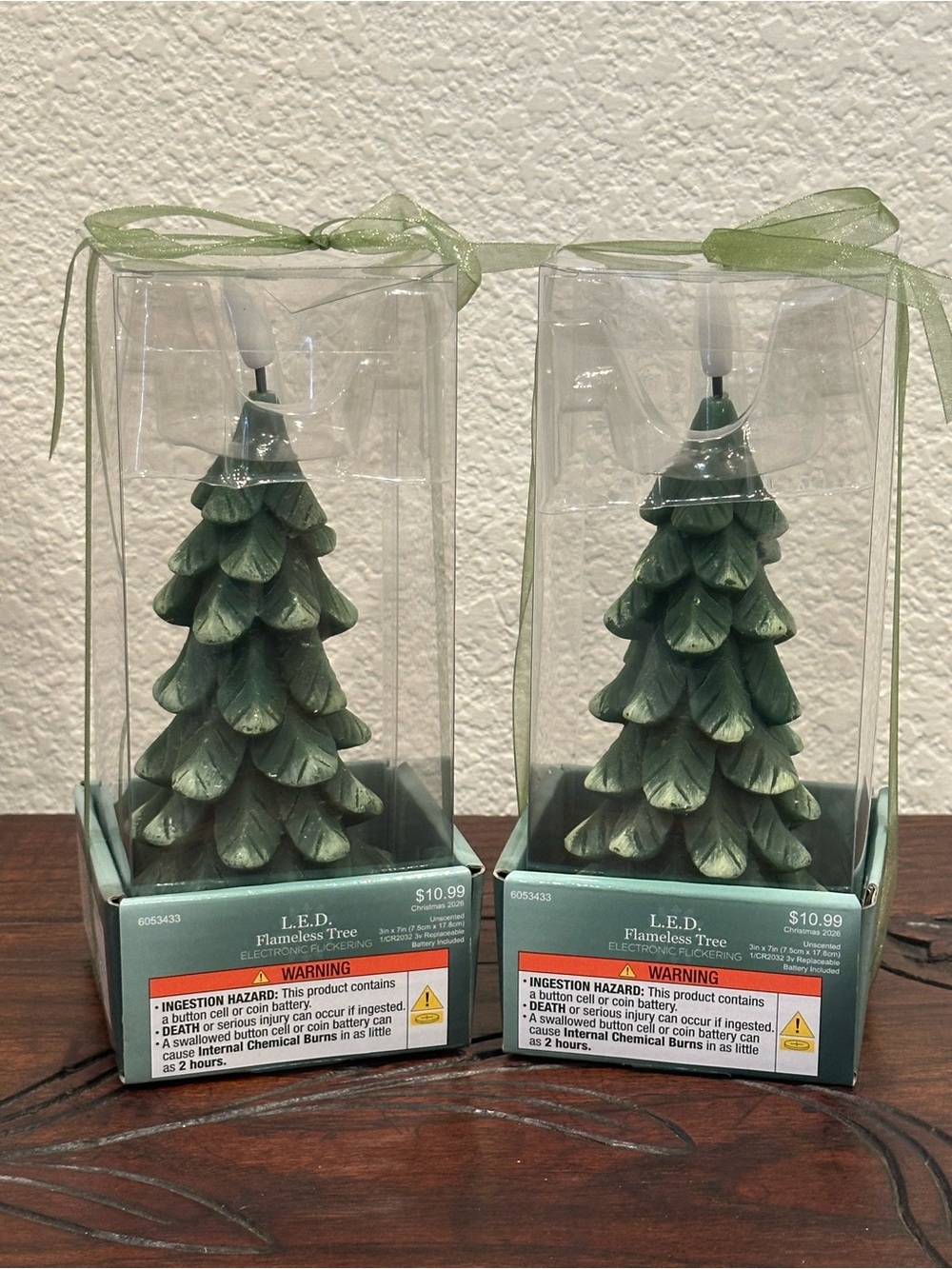 SET OF 2 Flameless LED Christmas Tree Candles Unscented